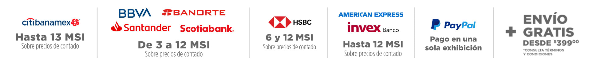 Aprovecha Hasta 12 Meses sin intereses con BBVA, Citi, Banorte, Santander, American Express y HSBC